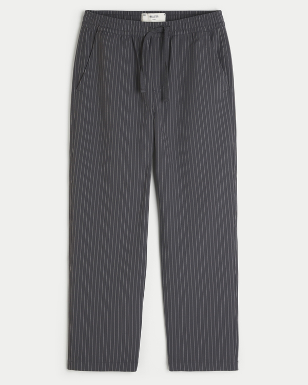 Loose Menswear Pull-On Pants, Dark Grey Stripe view 1