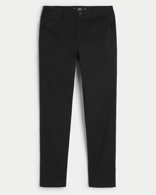 Skinny Chino Pants, Black With Black Button