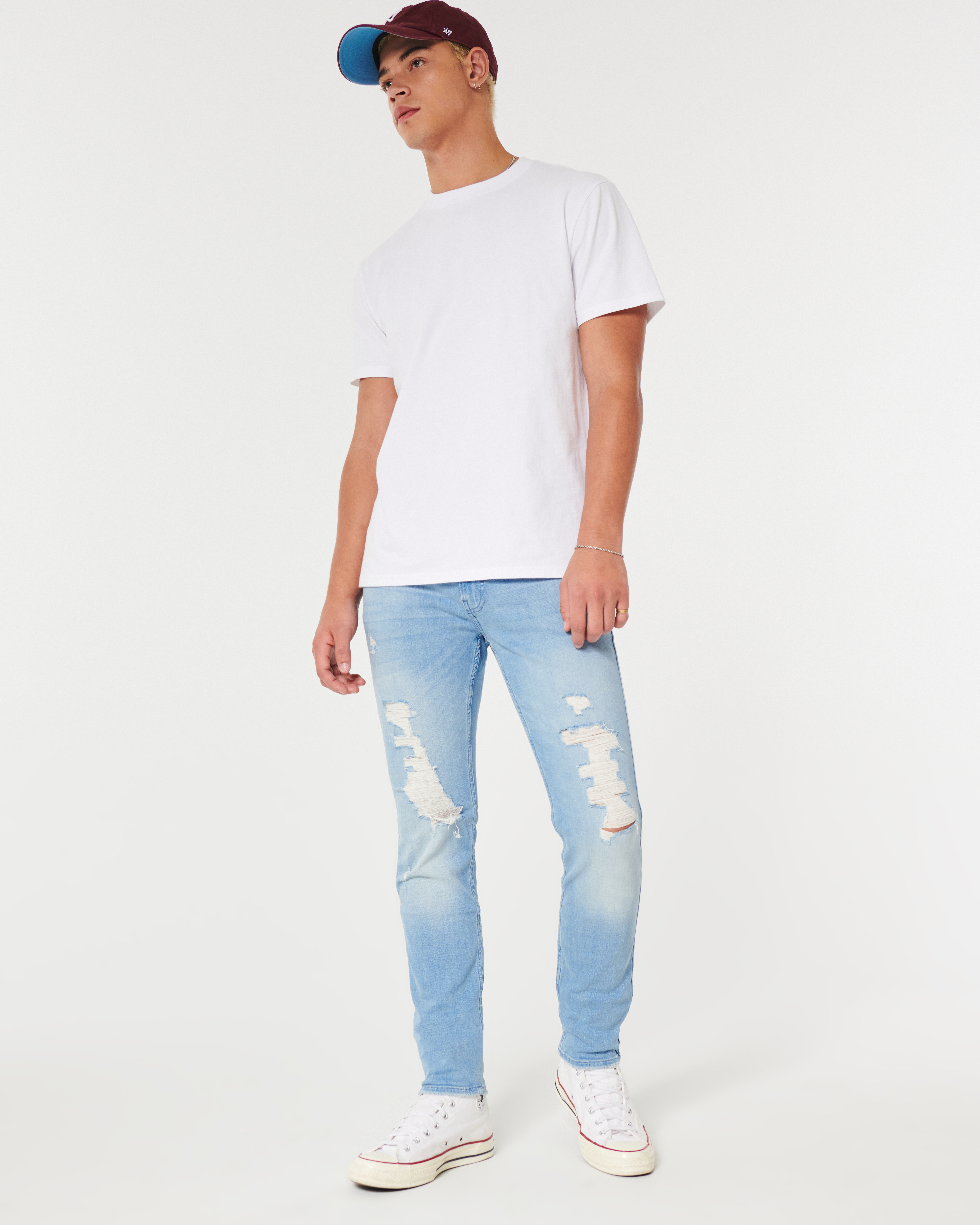 Ripped Light Wash Skinny Jeans