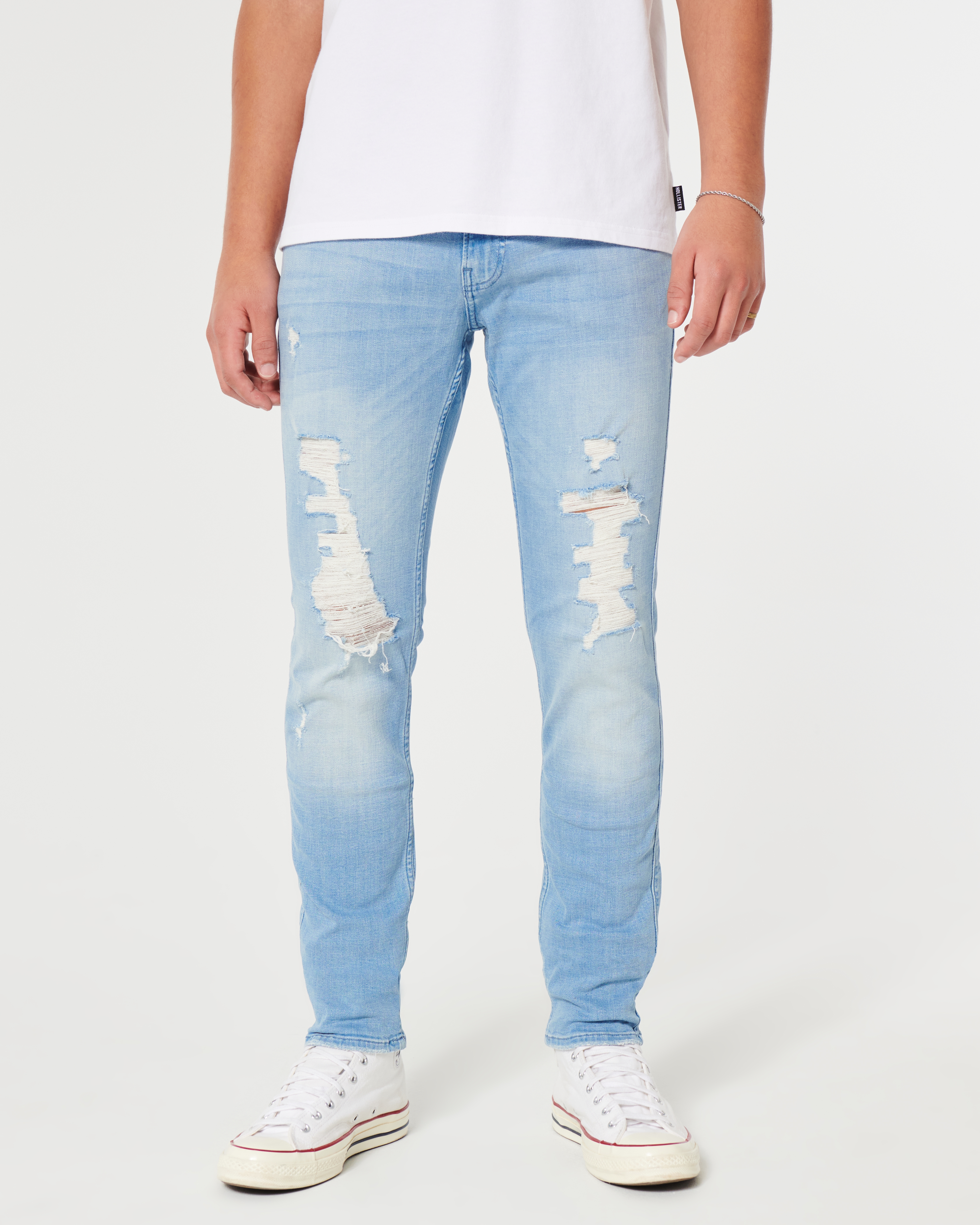 Hollister Low-Rise Ripped Light Wash 90s Straight Jeans