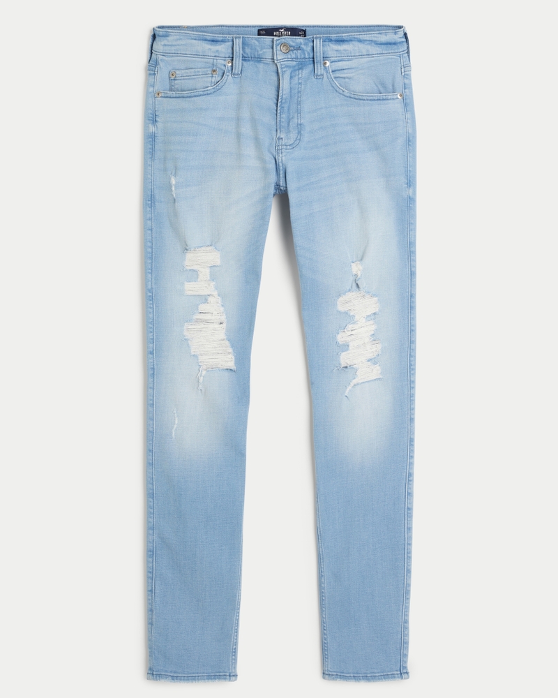 Men's Ripped Light Wash Skinny Jeans