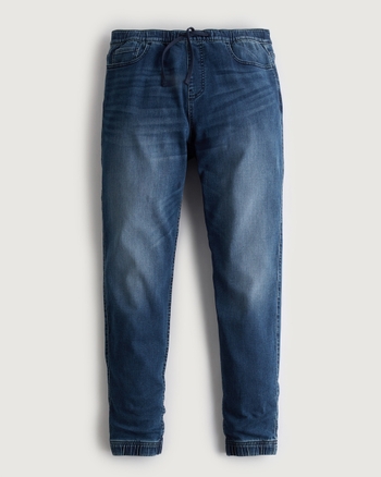 Men s Dark Wash Just Like Knit Relaxed Denim Joggers Men s Bottoms HollisterCo