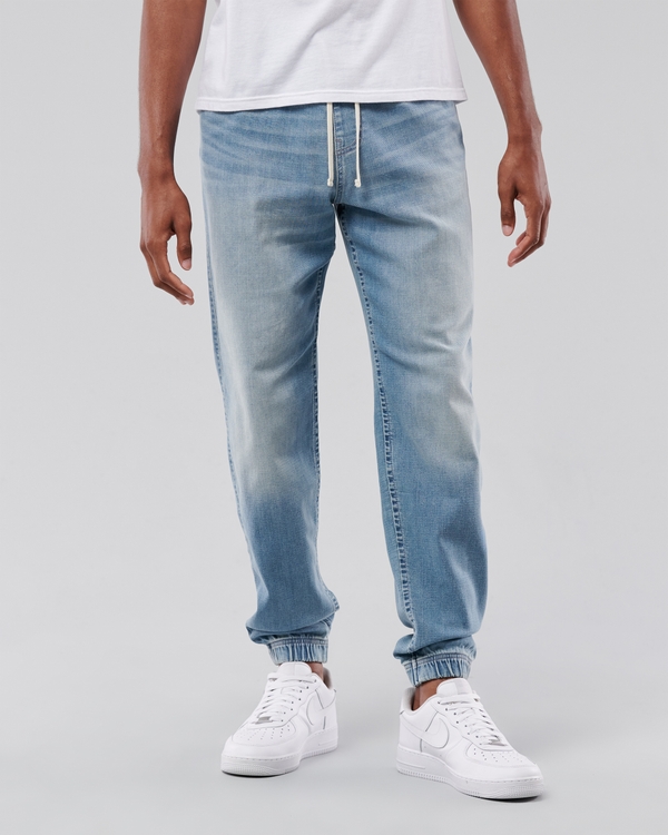 Light Wash Just Like Knit Relaxed Denim Joggers, Light Wash Effect