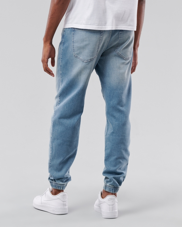 Light Wash Just Like Knit Relaxed Denim Joggers, Light Wash Effect view 2