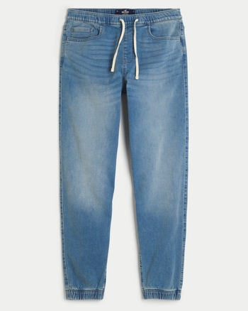 Men's Light Wash Just Like Knit Relaxed Denim Joggers