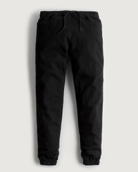 noTrash2003 Heren Joggingbroek Sweatbroek Jogbroek Stretchbroek elastisch in Jeans-look Denim met Ritsen en Patches ontworpen in Italië, diepblauw, L