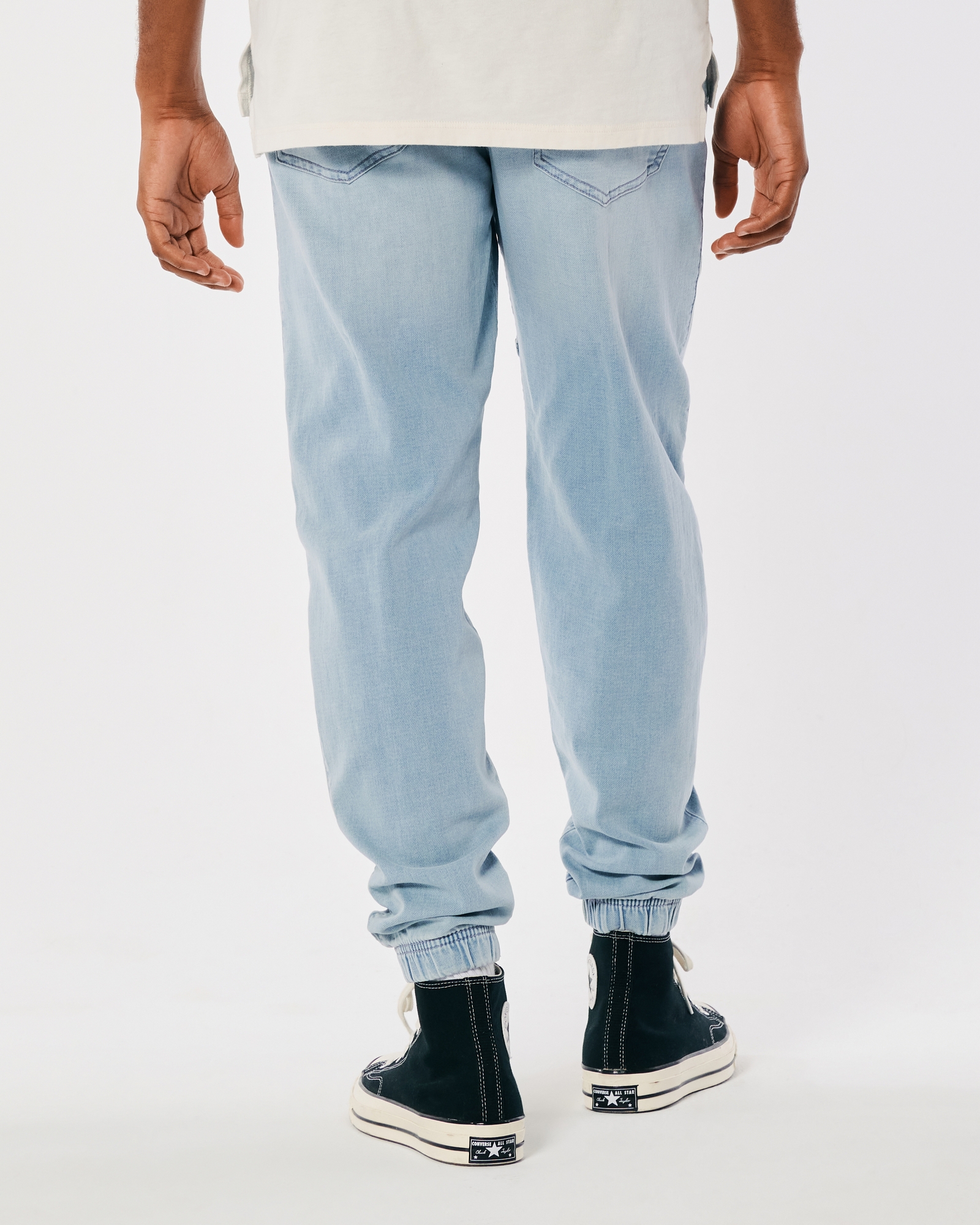 Men's Light Wash Just Like Knit Relaxed Denim Joggers