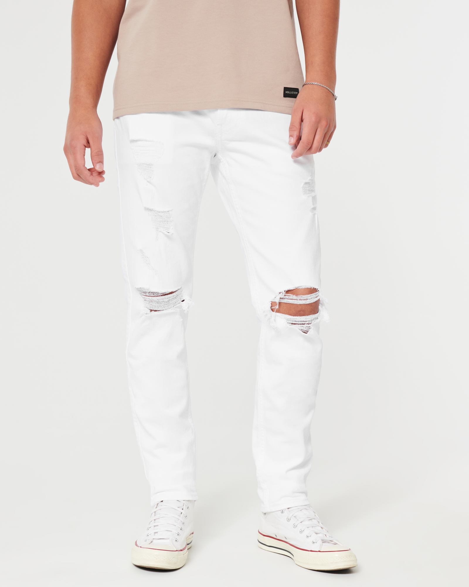 Men's Ripped White Skinny Jeans, Men's Clearance