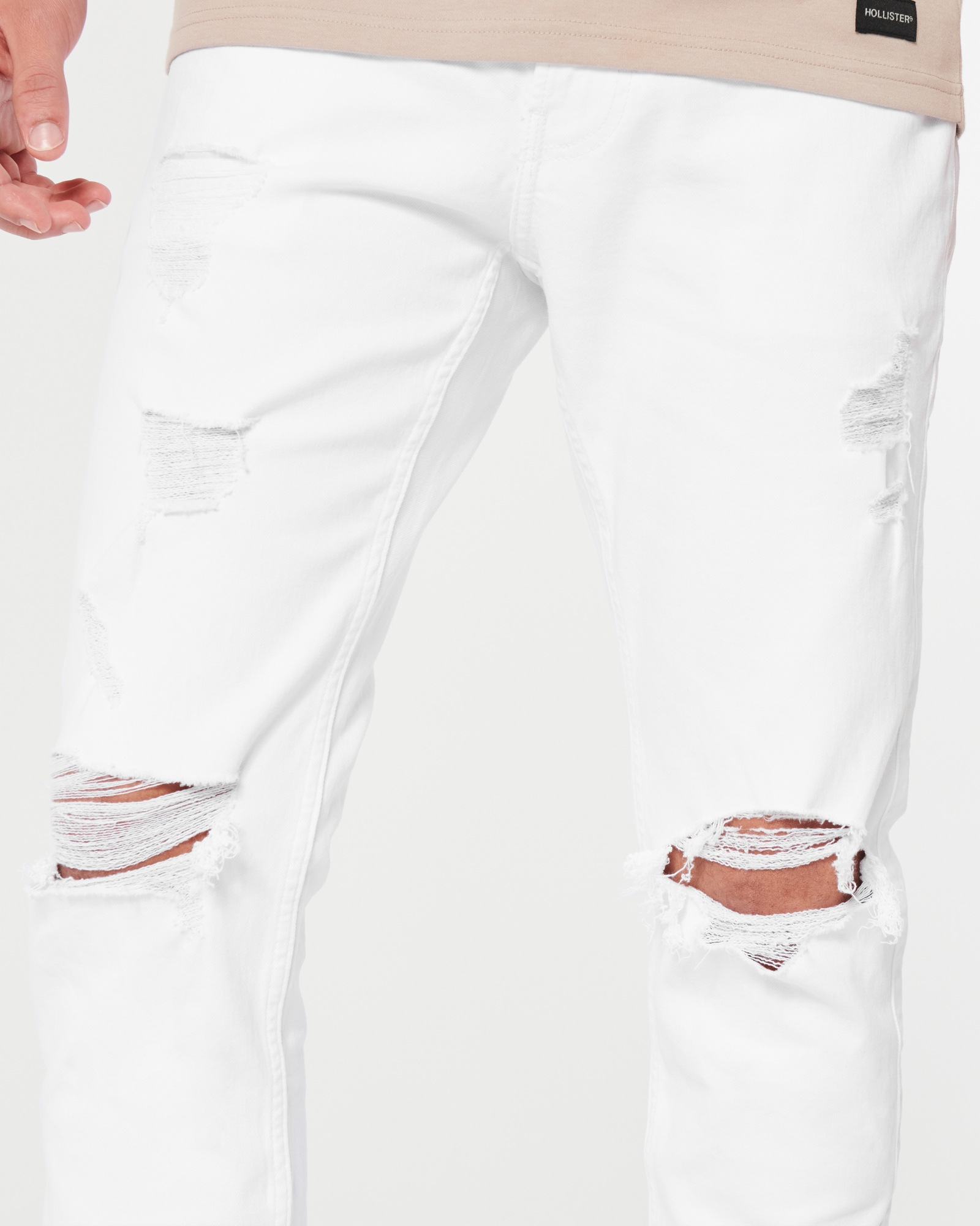 Pantalon Blanco Hombre Rasgado