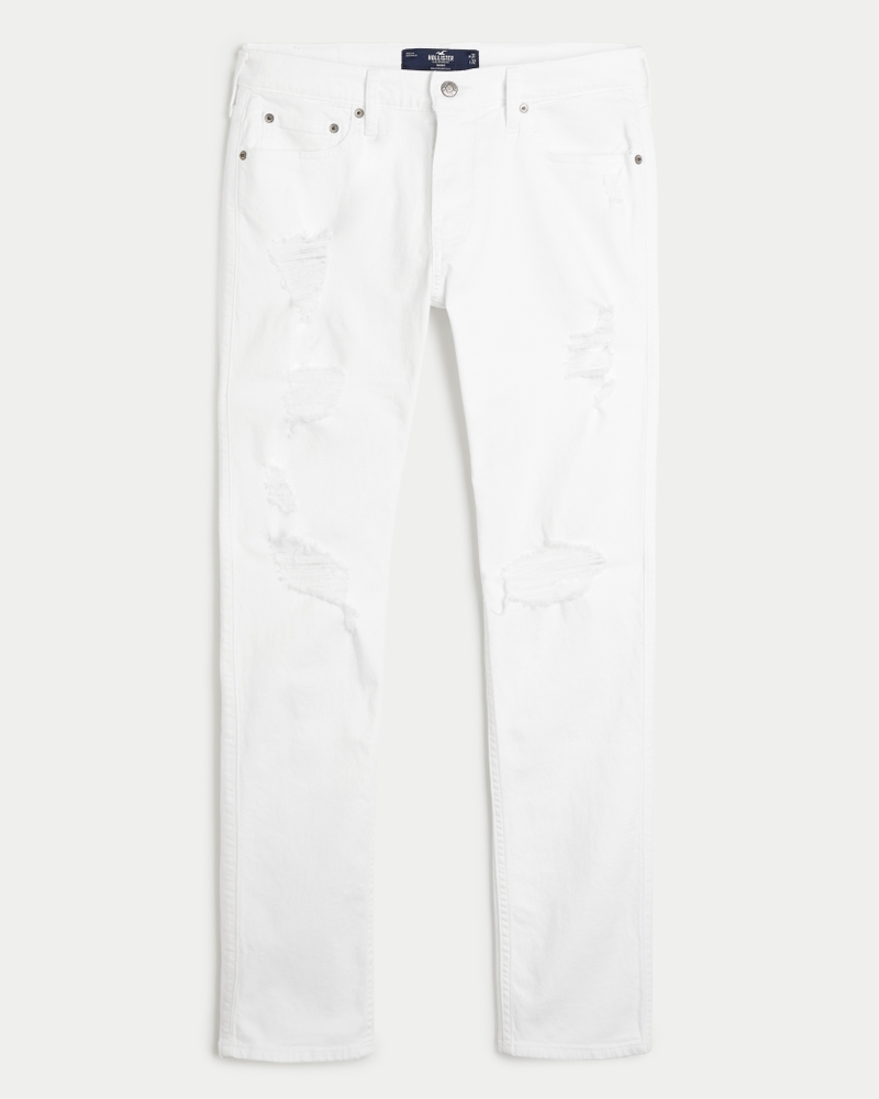 Ripped White Skinny Jeans | Men's Bottoms HollisterCo.com