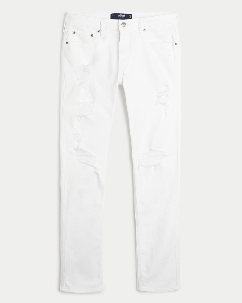 Pantalon Blanco Hombre Rasgado