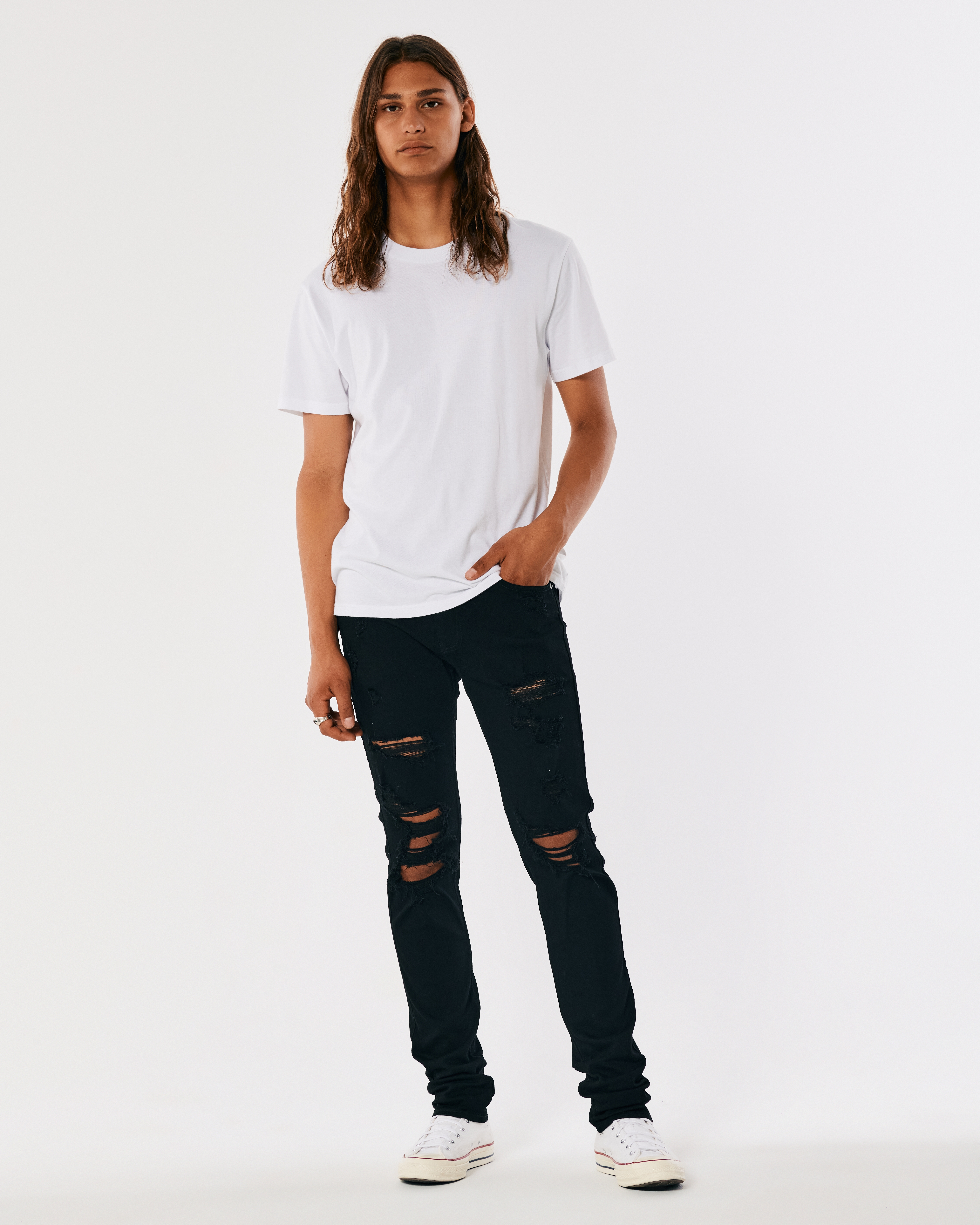 Black No Fade Stacked Skinny Jeans