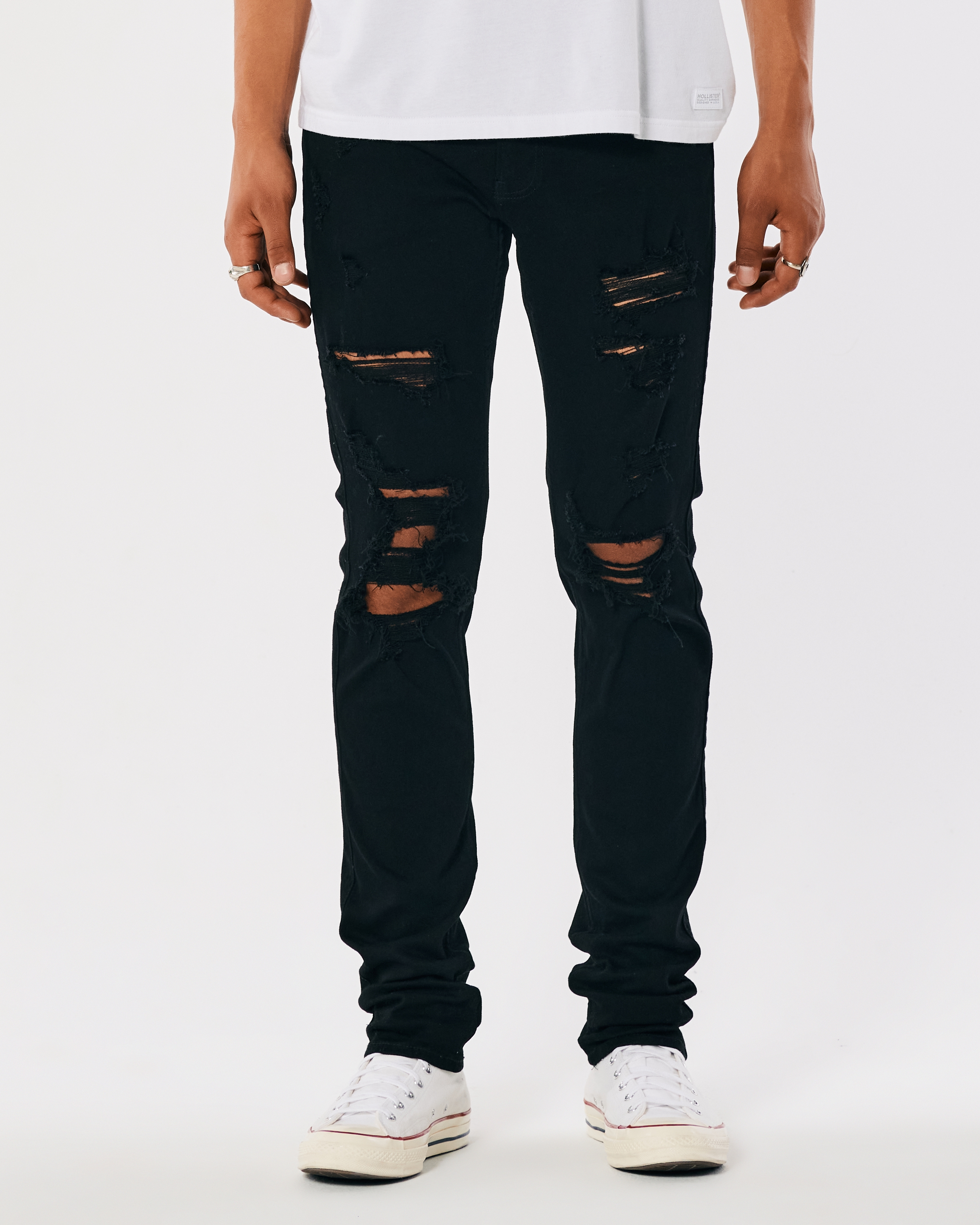 Black No Fade Stacked Skinny Jeans