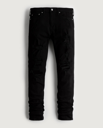 Hombres Jeans stacked skinny en negro desgastado que no decoloran Hombres Partes inferiores |