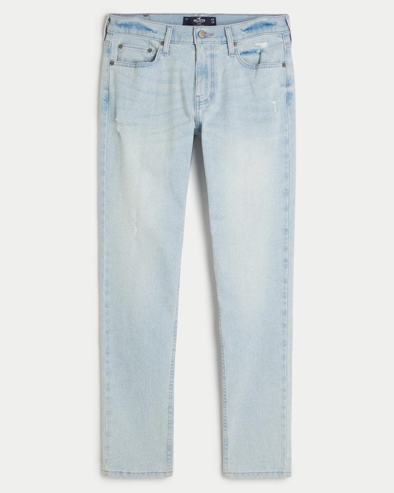 Hollister Slight Distressed Skinny Fit Jeans in Blue for Men