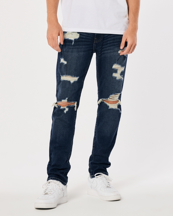 Ripped Dark Wash Skinny Jeans view 2