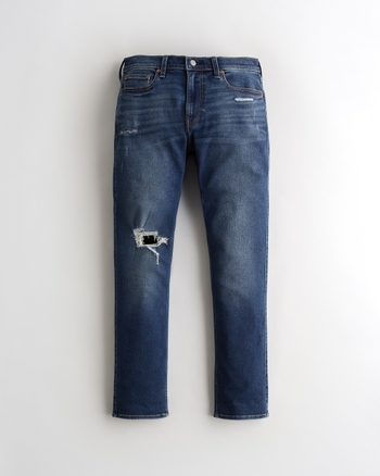 Men s Ripped Dark Wash Slim Straight Jeans Men s Sale