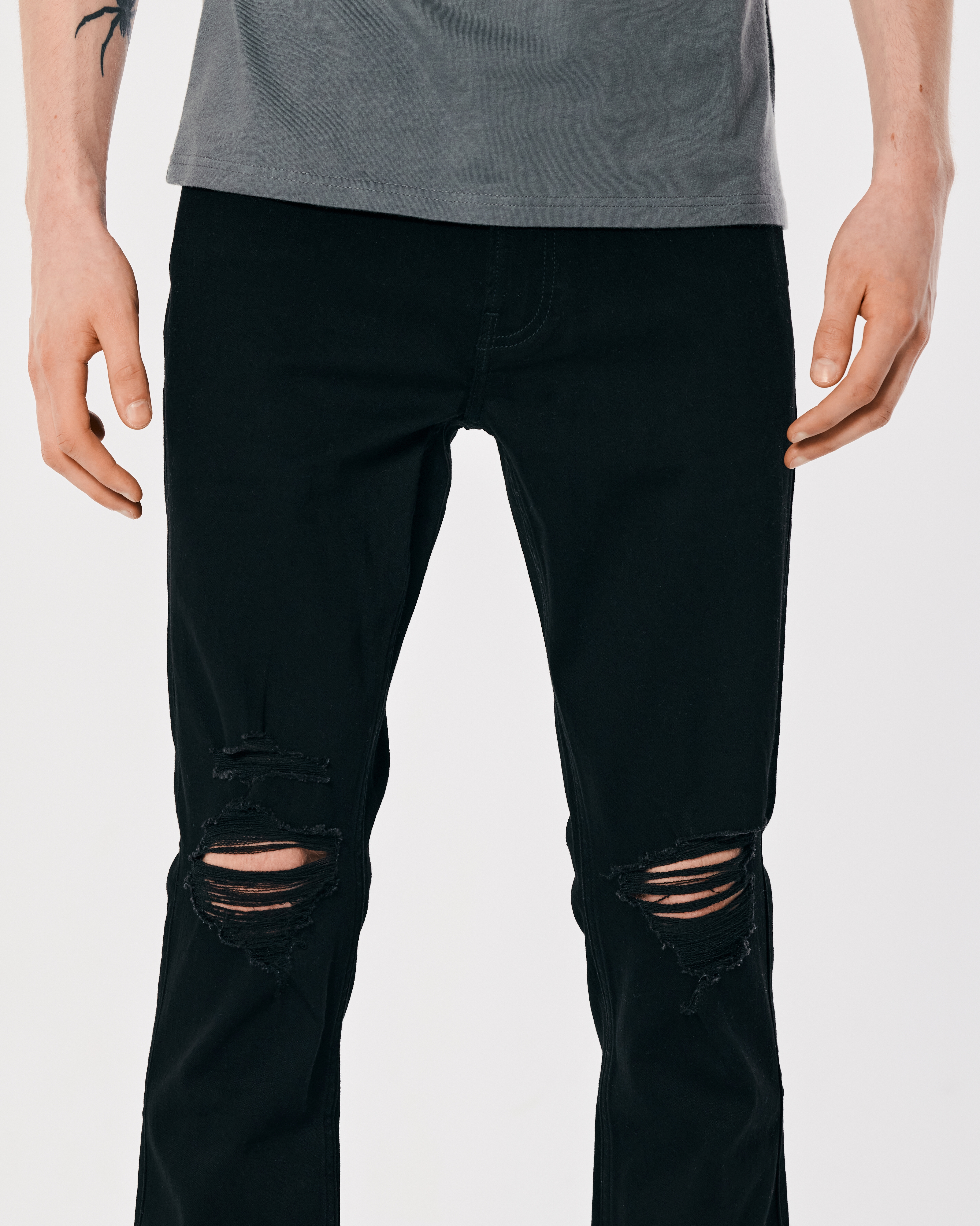 Black ripped jeans store mens hollister