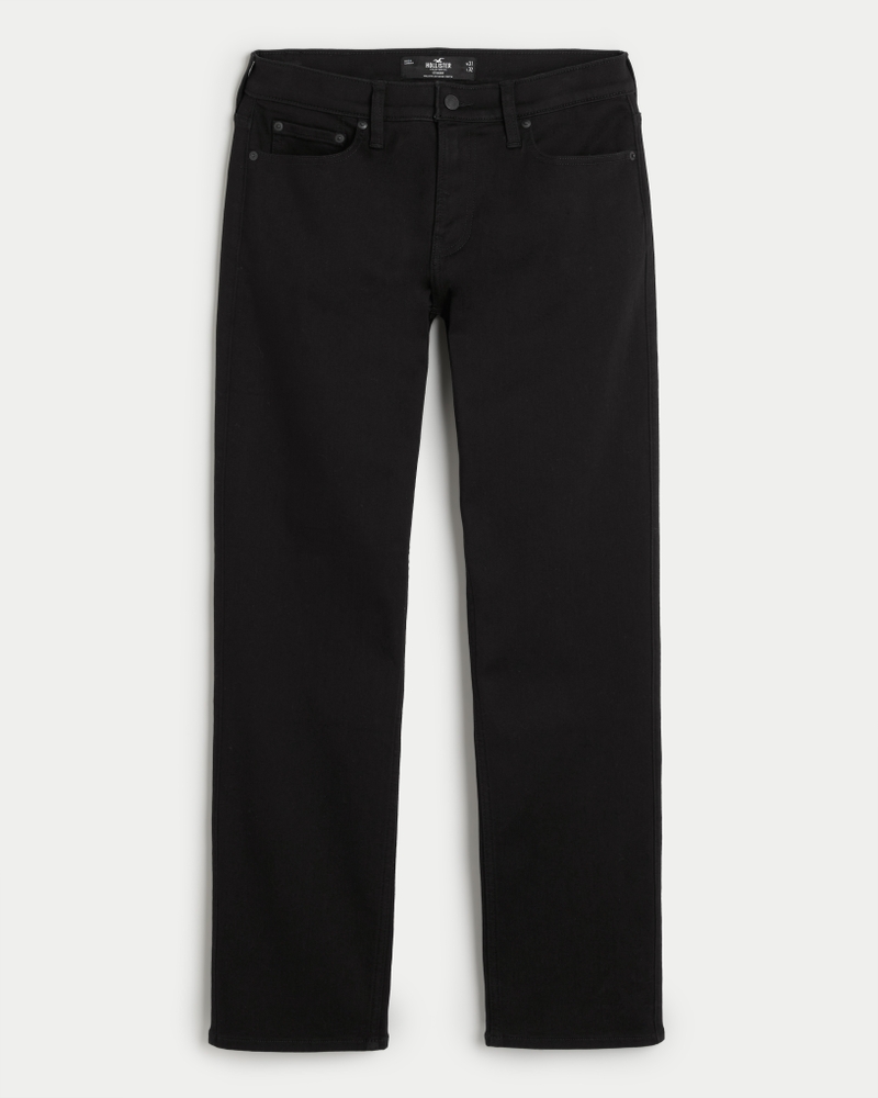 Men's Black No Fade Straight Jeans | Men's Bottoms | HollisterCo.com