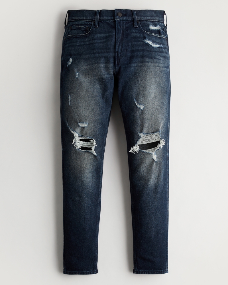 Men's Ripped Dark Wash Athletic Skinny Jeans Men's Clearance