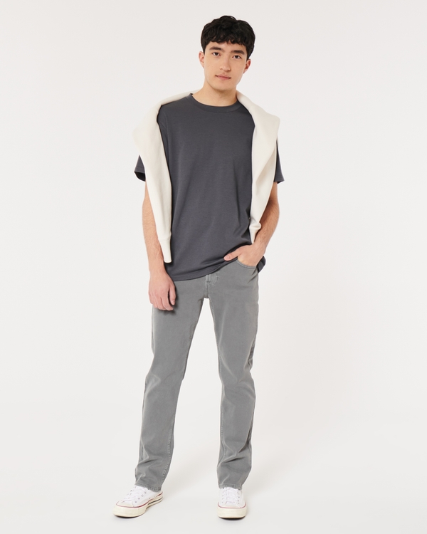 Grey Slim Straight Jeans, Grey