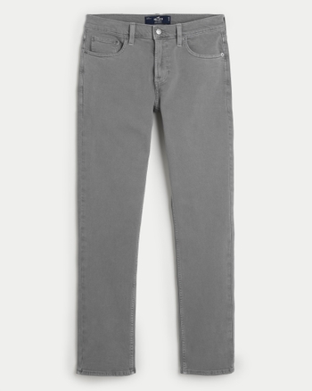 Men's Grey Slim Straight Jeans, Men's Bottoms