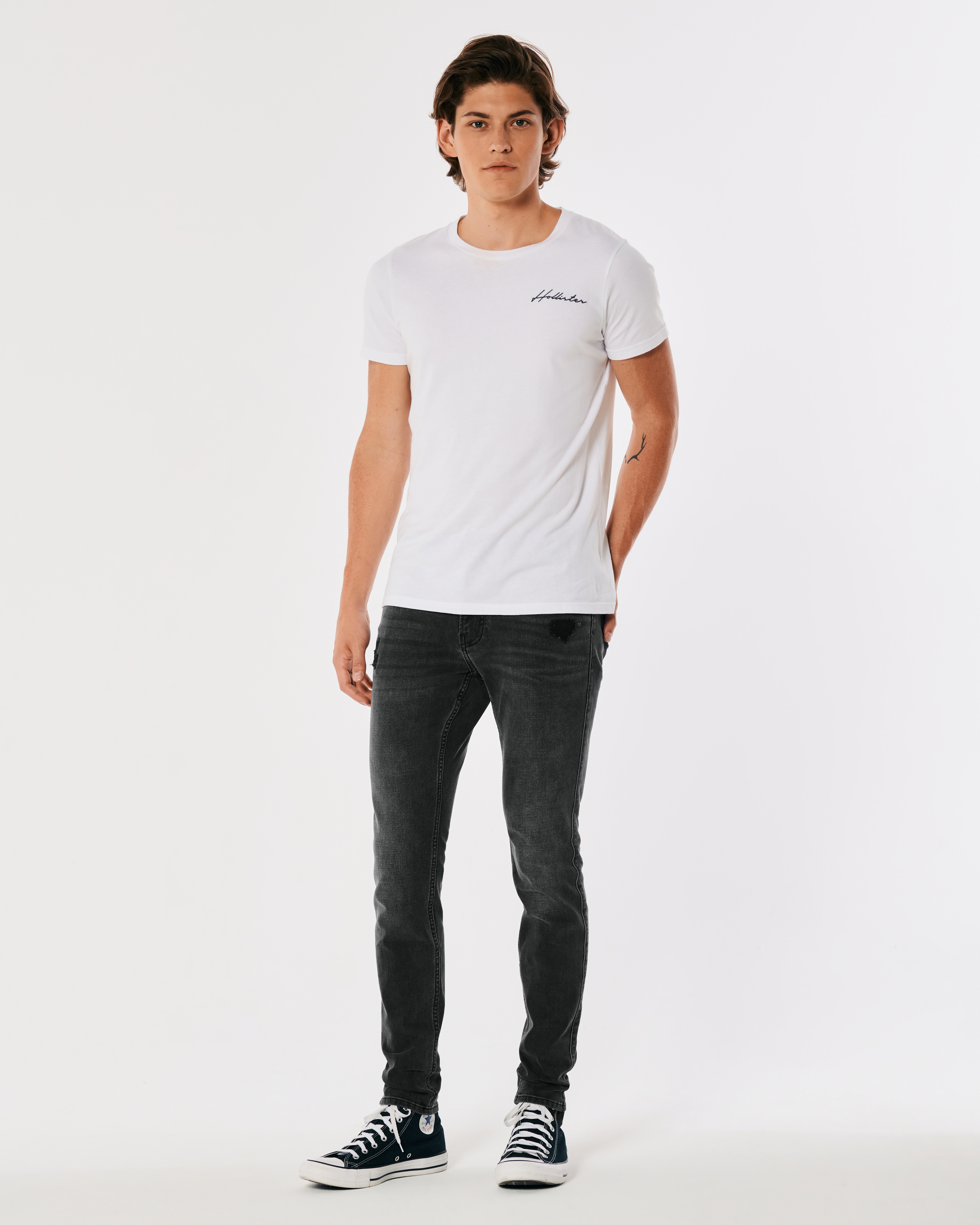 Distressed Washed Black Super Skinny Jeans