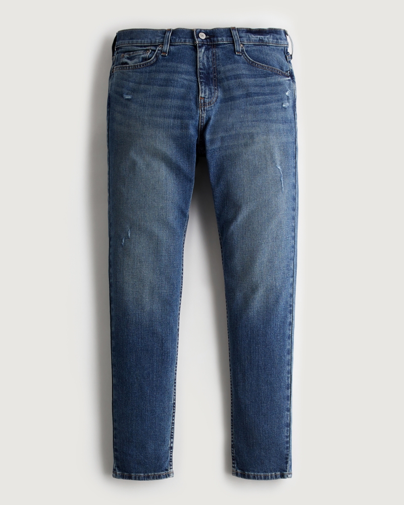 Distressed Dark Wash Athletic Skinny Jeans on Sale At Hollister Co.