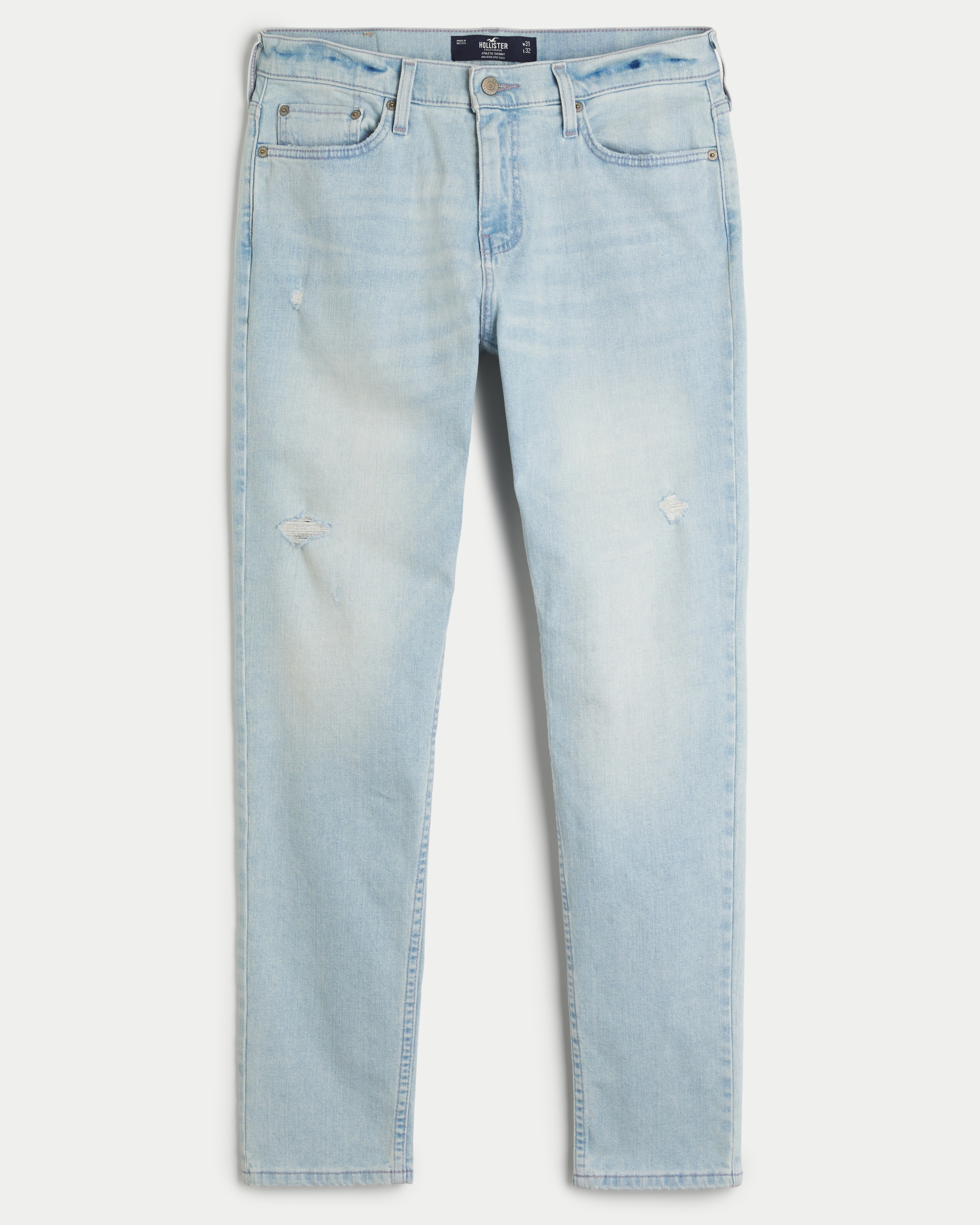 Hollister Distressed Light Wash Athletic Skinny Jeans