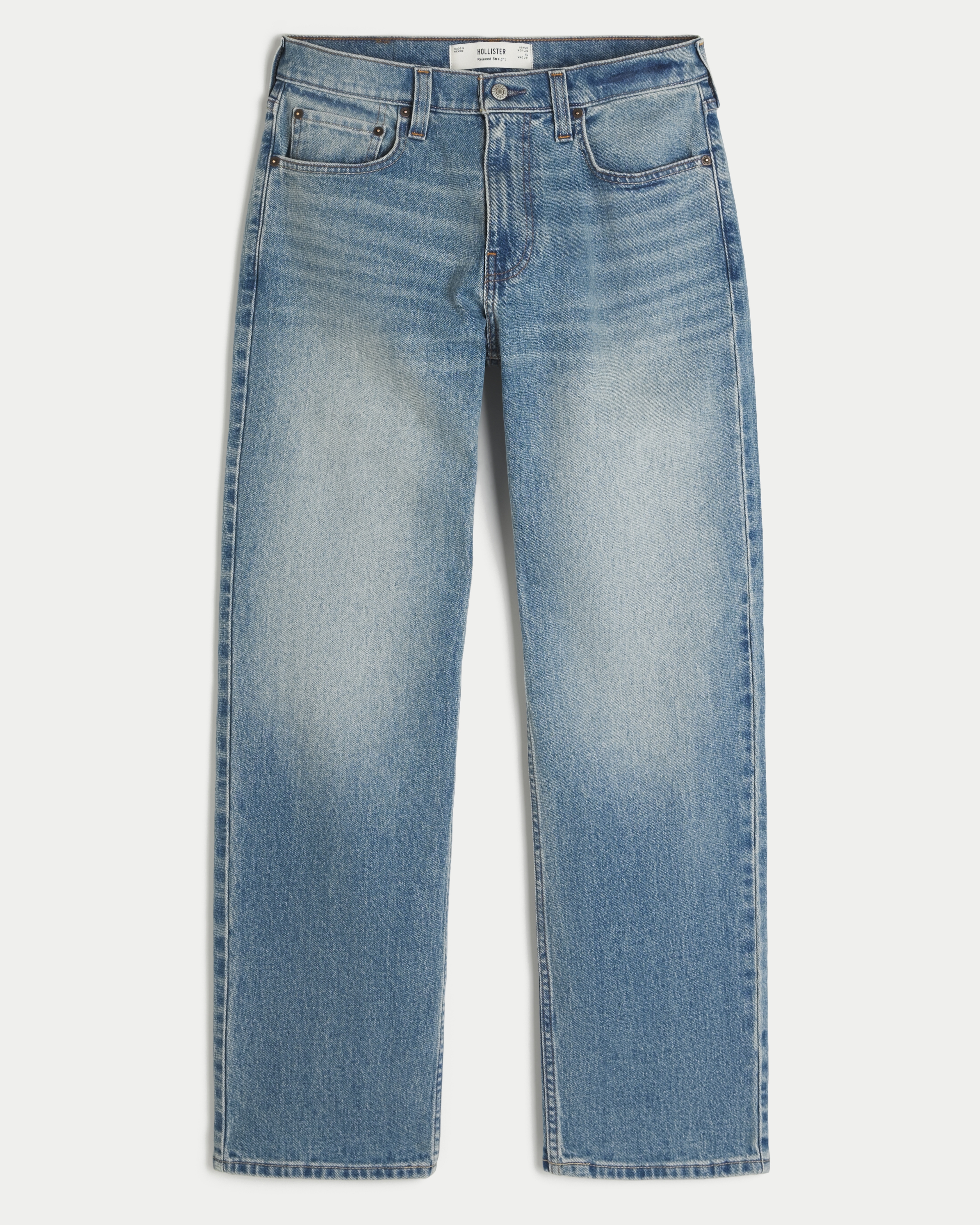 Medium Wash Relaxed Straight Jeans