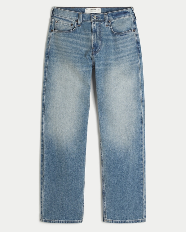 Medium Wash Relaxed Straight Jeans, Medium view 1