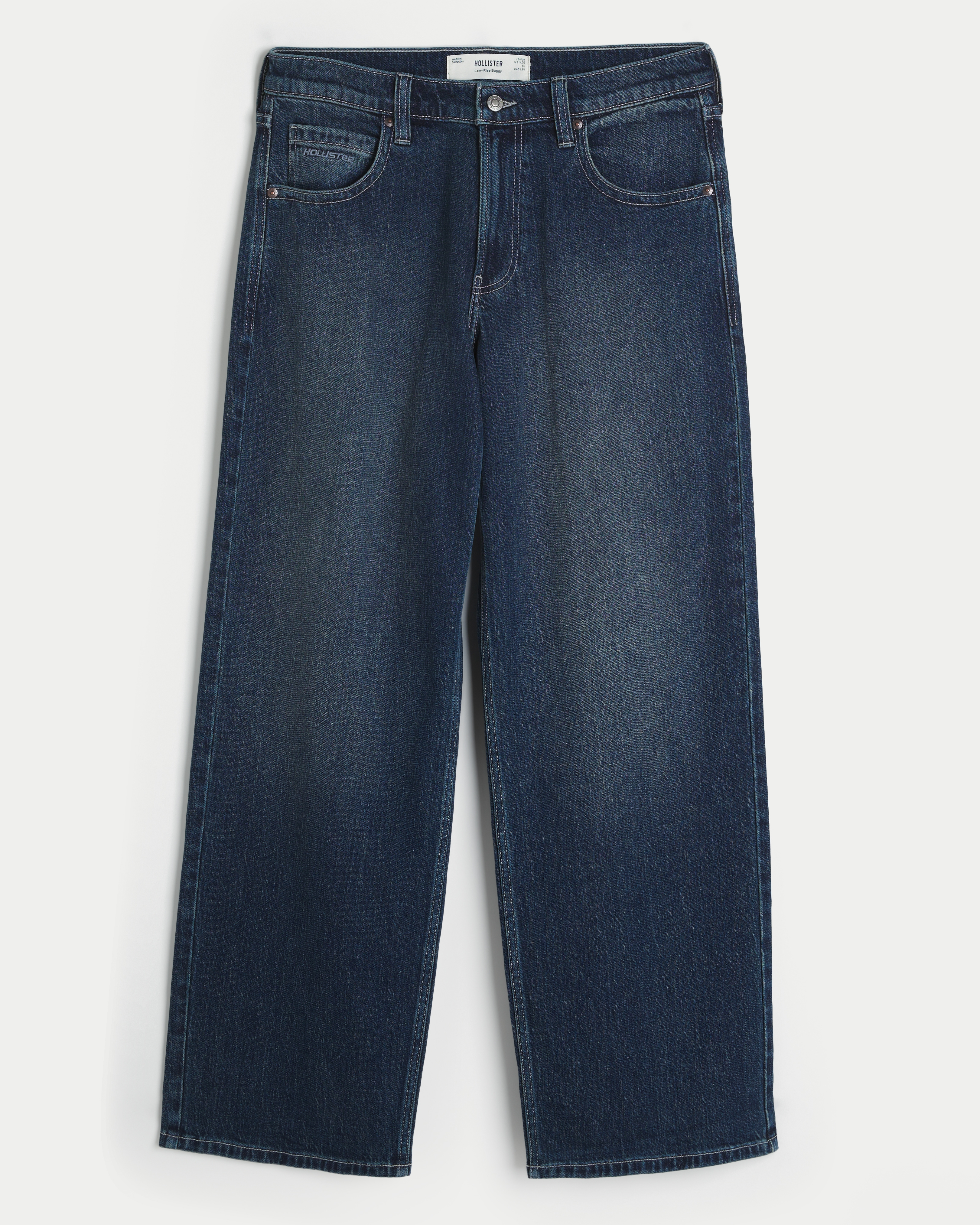 Low-Rise Back Pocket Graphic Baggy Jeans