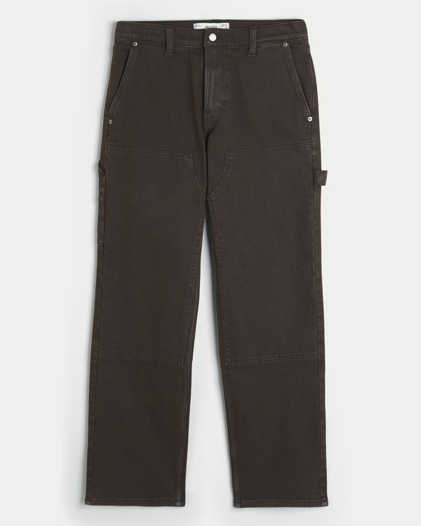 Relaxed Straight Painter Jeans, Dark Brown view 1