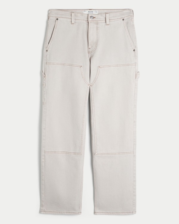 Relaxed Straight Painter Jeans, Light Tan view 1