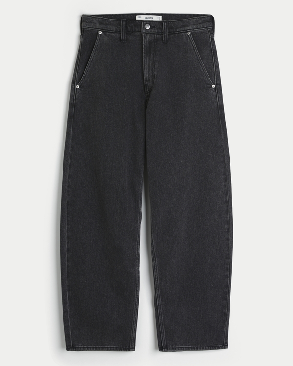 Baggy Barrel Jeans, Black Wash view 1