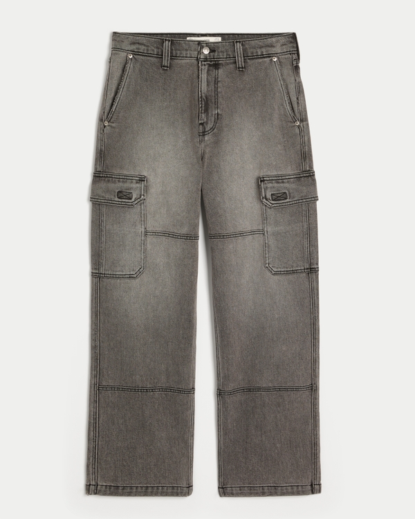 Baggy Cargo Jeans, Gray Wash view 1