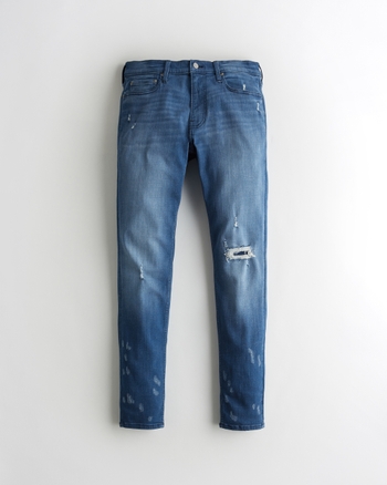 Men's Ripped Dark Wash Super Skinny Jeans Men's Bottoms HollisterCo.ca