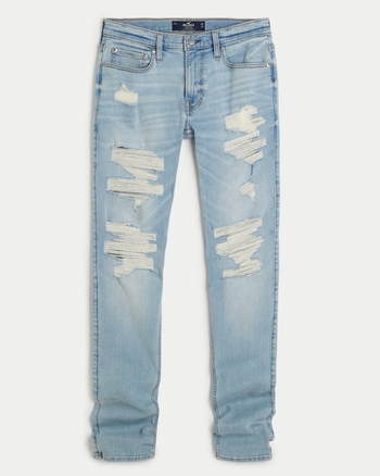 Hollister blue ripped jeans hotsell