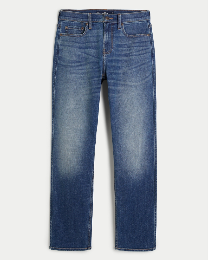 Men's Dark Wash Athletic Straight Jeans | Men's Bottoms | HollisterCo.com