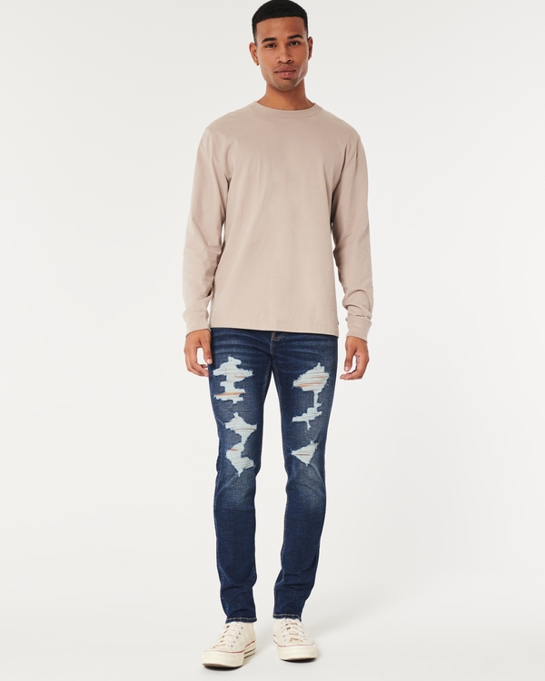 Hollister Stretch Super Skinny Ripped Jeans, Men's Fashion