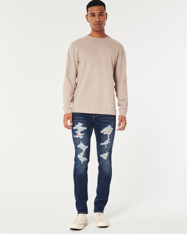 Ripped Dark Wash Skinny Jeans, Ripped Dark Wash