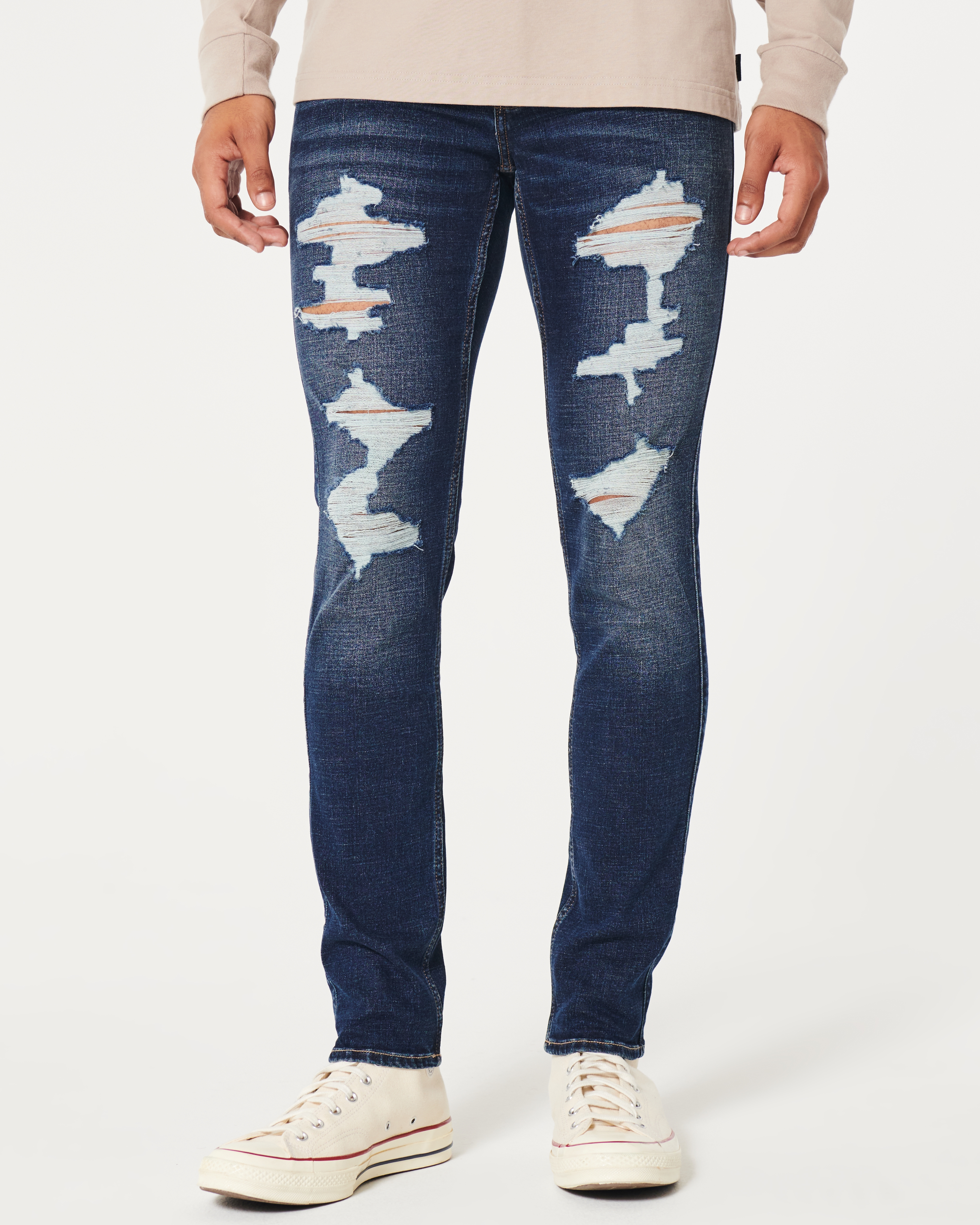 Dark wash sale ripped skinny jeans