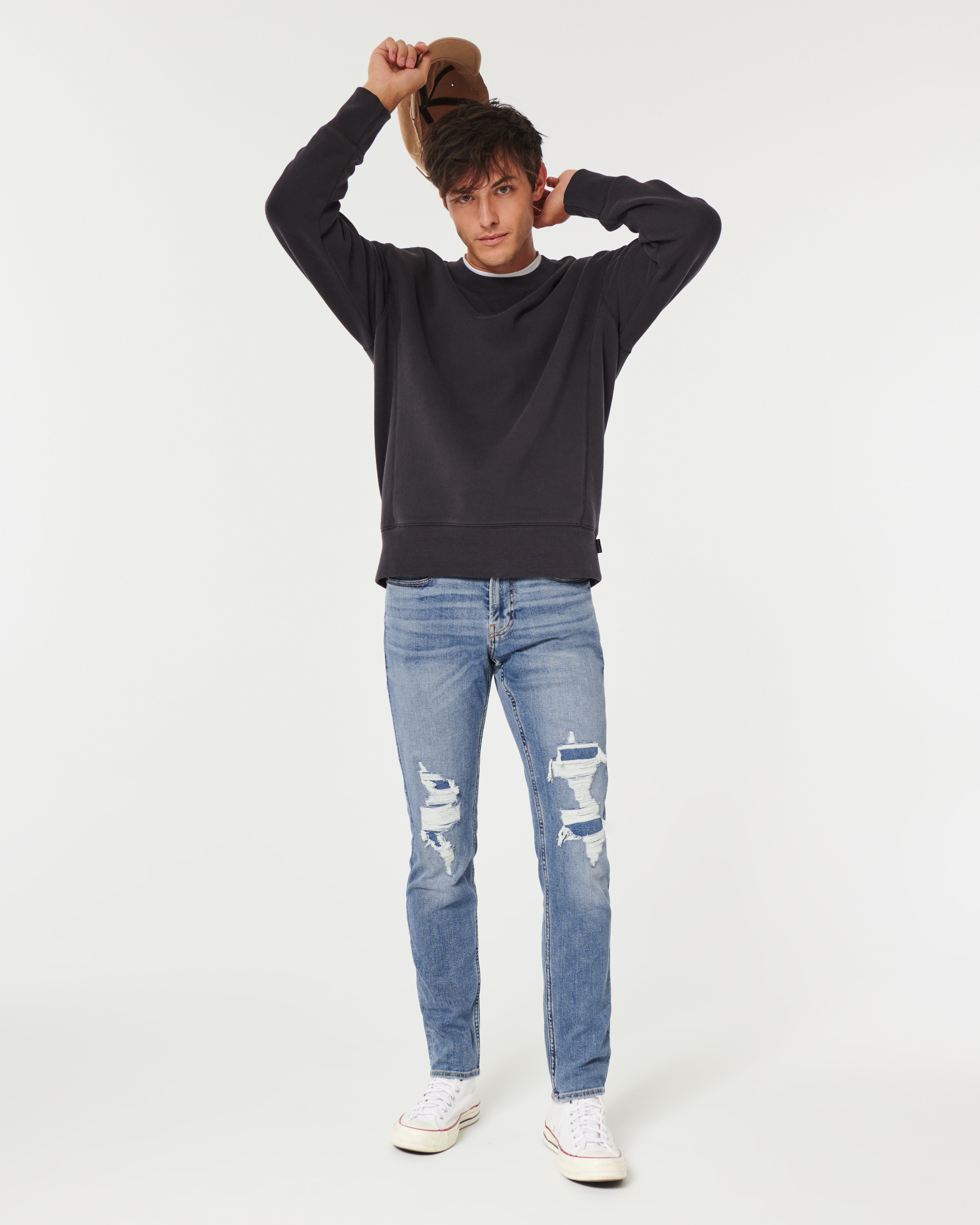 Ripped Medium Wash Skinny Jeans