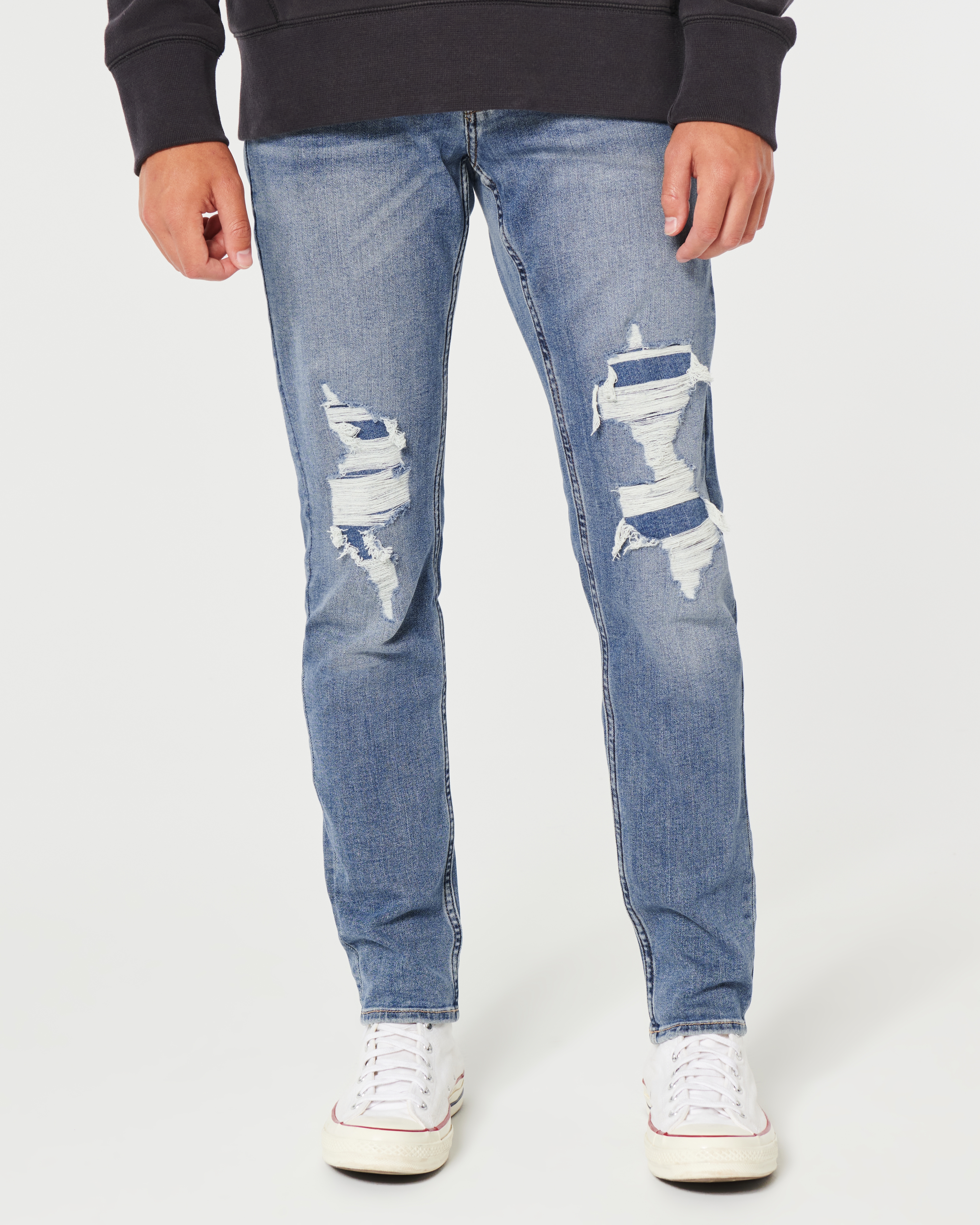 Ripped Medium Wash Skinny Jeans
