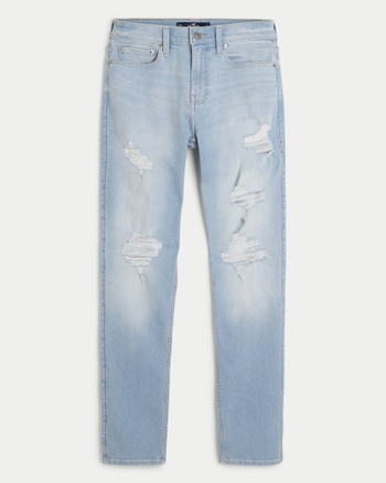 Men's Ripped Light Wash Athletic Skinny Jeans Men's Clearance