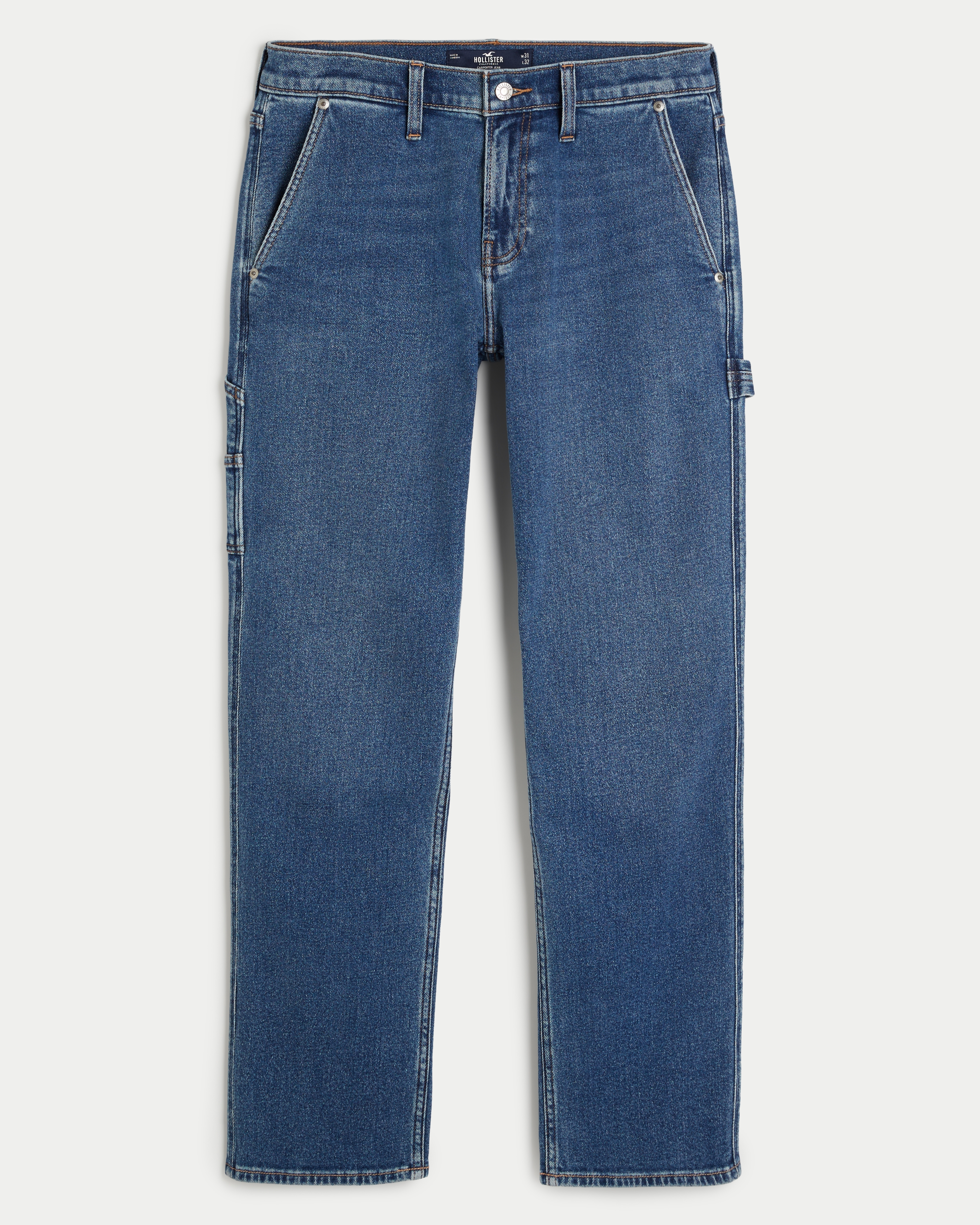 Men's Medium Indigo Wash Straight Carpenter Jeans | Men's