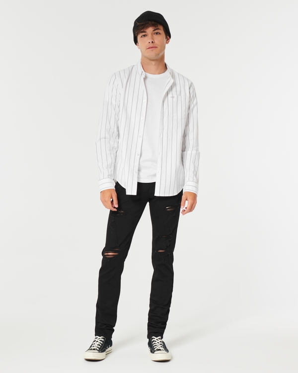 White ripped deals jeans mens hollister