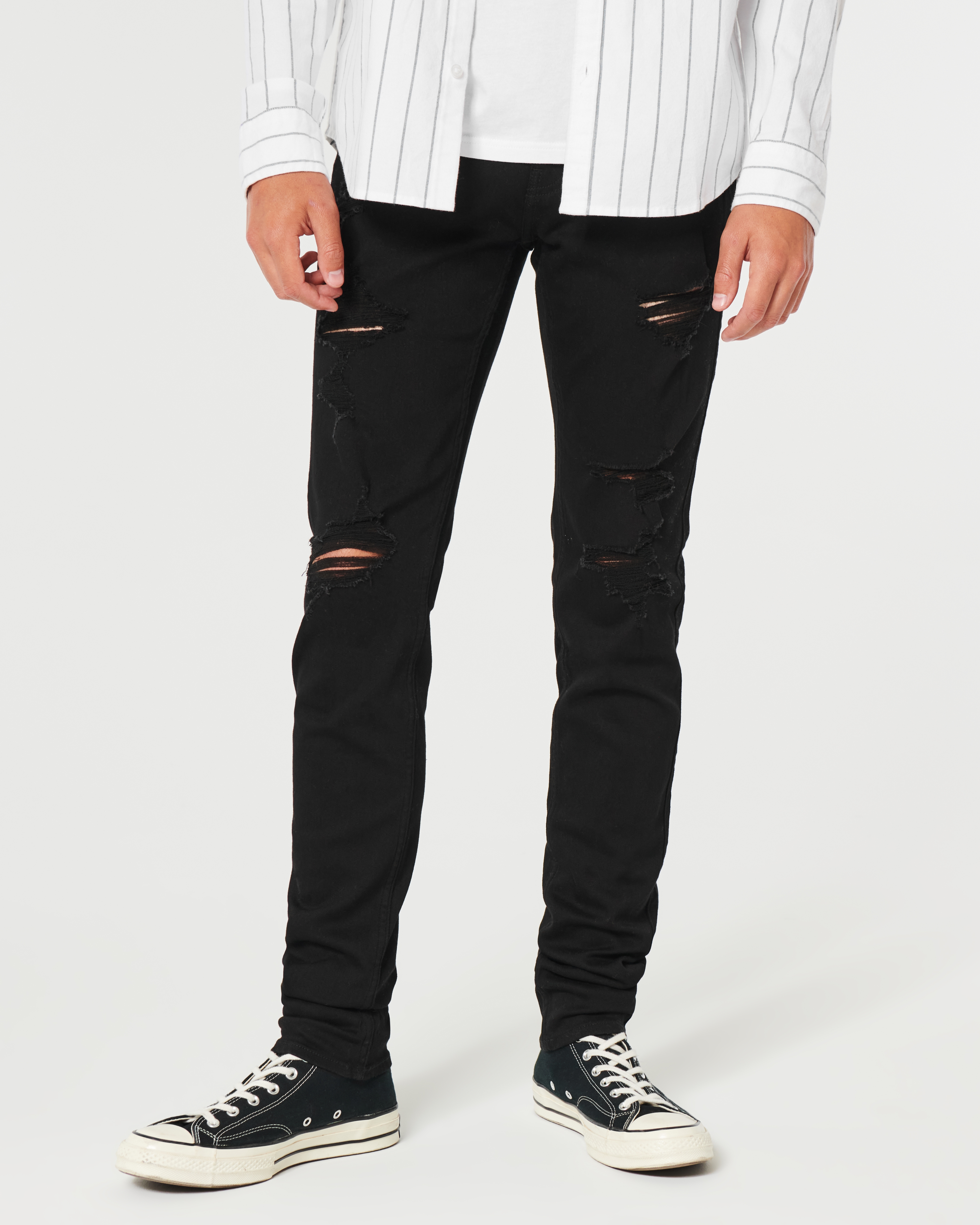 Black ripped skinny store jeans hollister