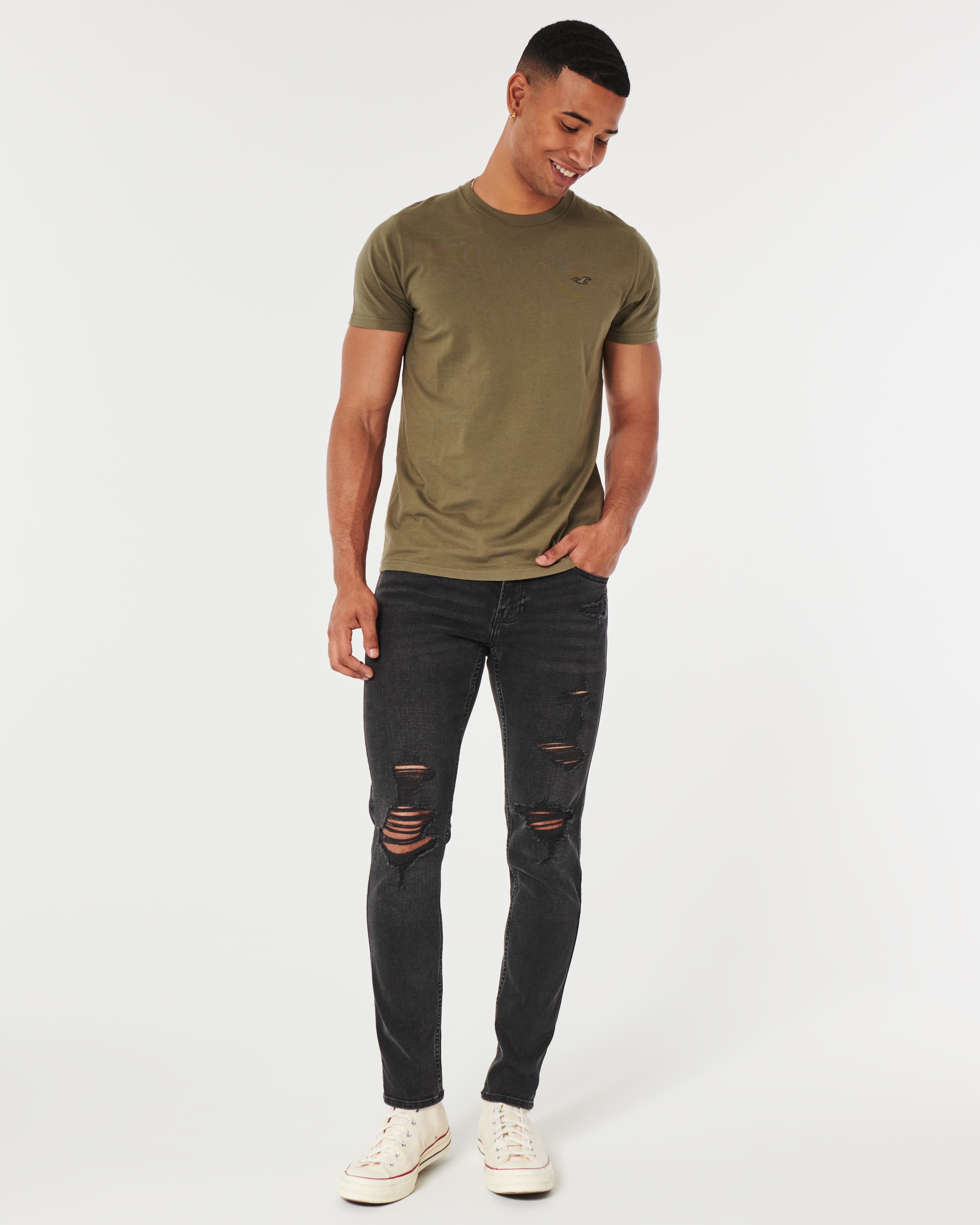 Ripped Faded Black Skinny Jeans