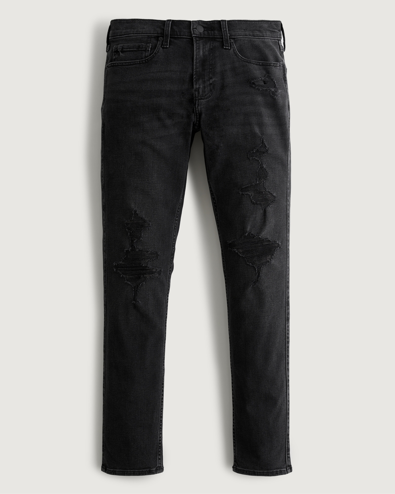 Black ripped jeans mens on sale hollister